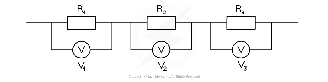 Resistors in series diagram, downloadable AS & A Level Physics revision notes