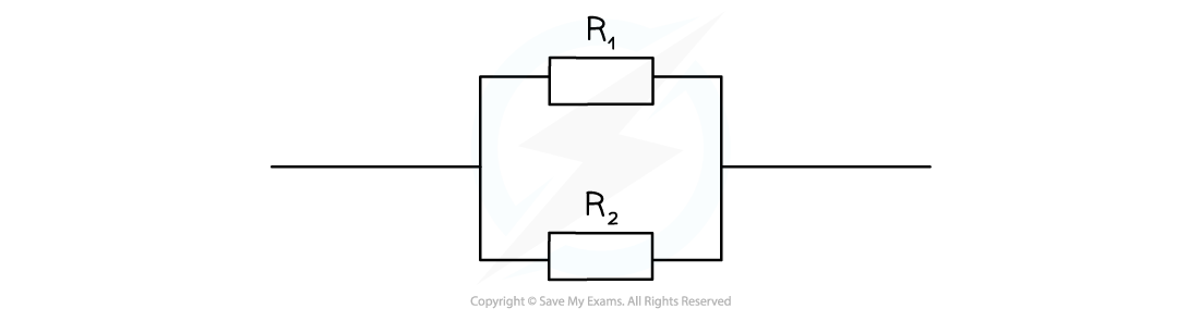 Resistors in parallel diagram, downloadable AS & A Level Physics revision notes
