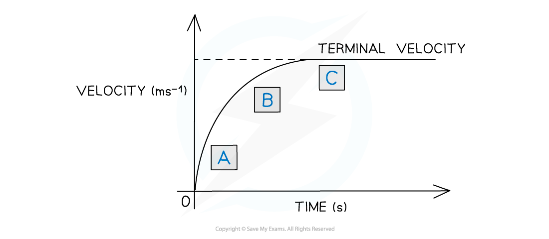 Terminal Velocity diagram (3), downloadable AS & A Level Physics revision notes