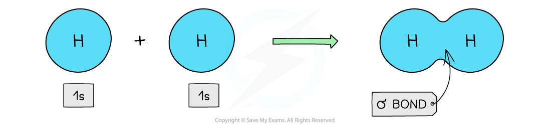 Chemical Bonding Orbital Overlap in Hydrogen, downloadable AS & A Level Chemistry revision notes