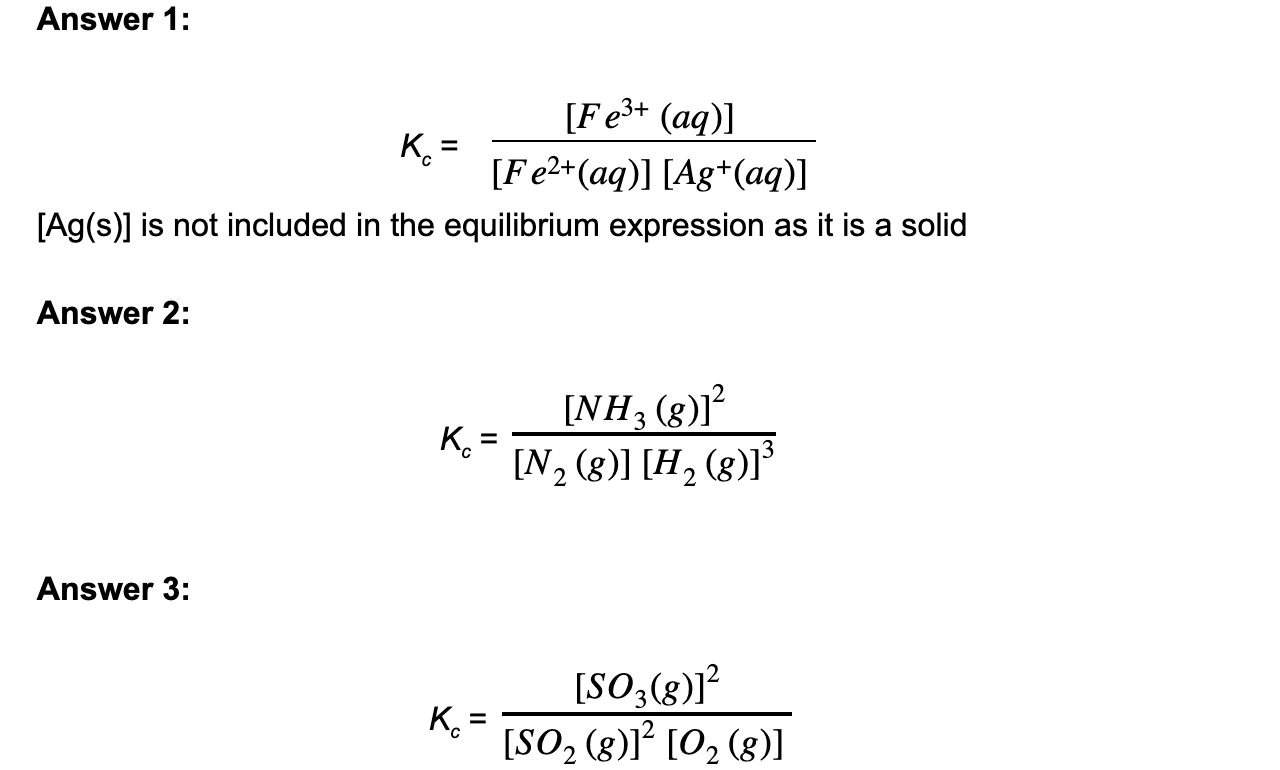 Equilibrium Constant Concentrations Worked Example equations, downloadable AS & A Level Chemistry revision notes