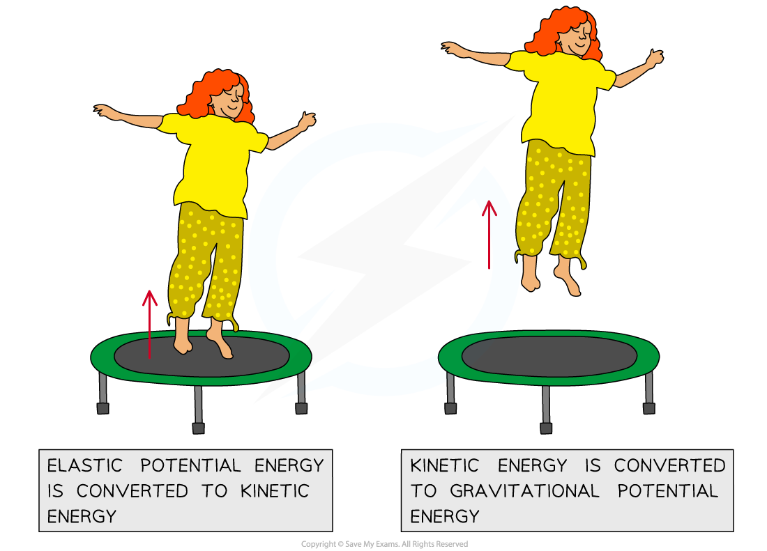 Conservation of Energy Trampoline, downloadable AS & A Level Physics revision notes