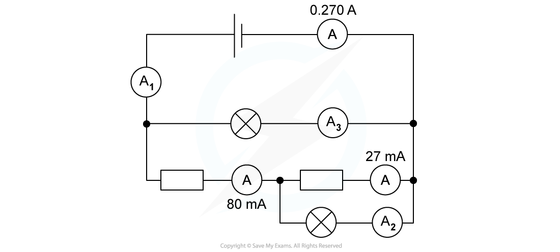 WE - Kirchoff's first law question image, downloadable AS & A Level Physics revision notes