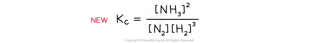 Kc expression for NH3 doubled, downloadable IB Chemistry revision notes